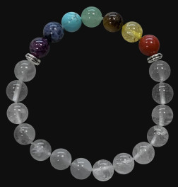 Bracelet Cristal de Roche + 7 Chakras pierres de 8mm